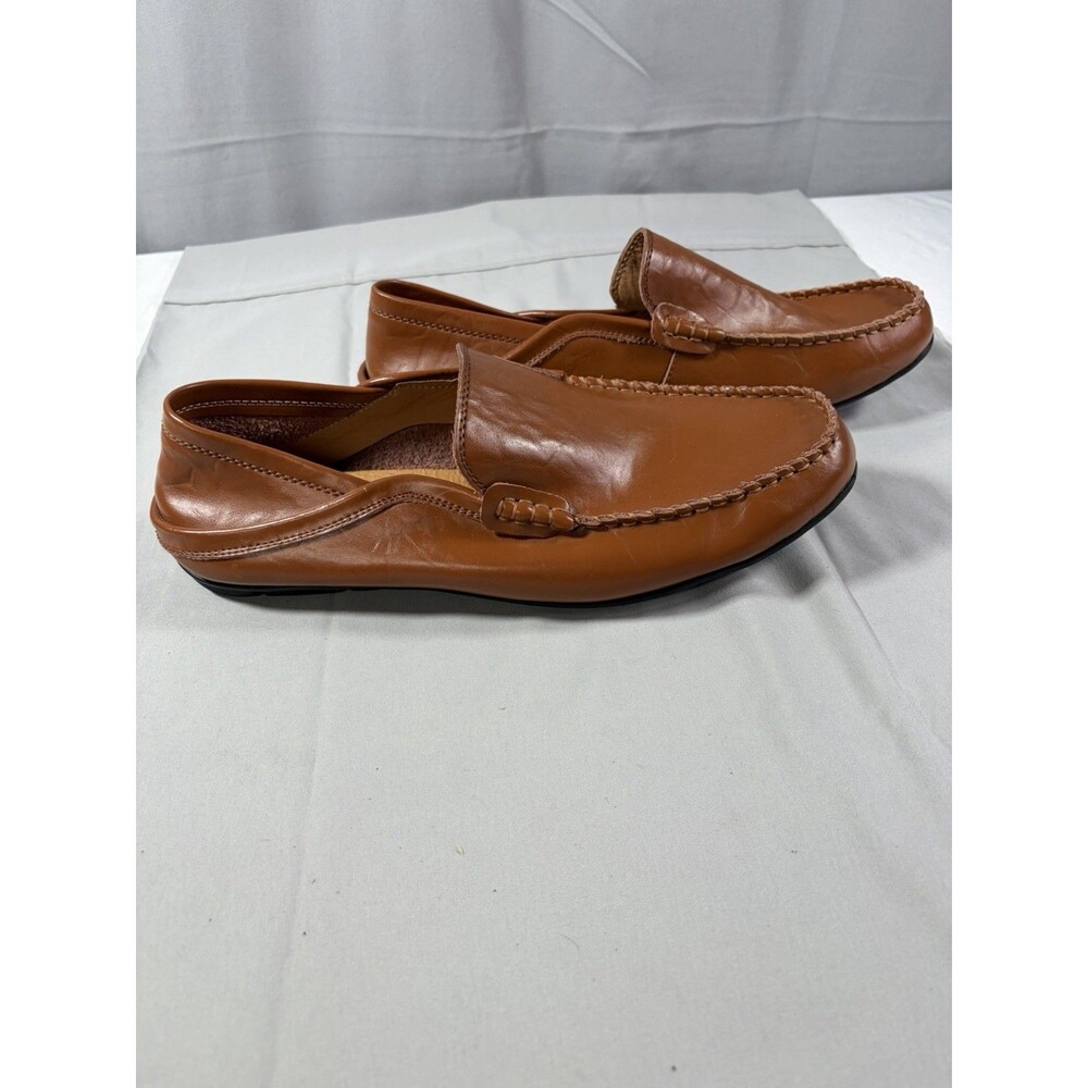 Go Tour mens slippers driving shoes 10.5M supple leather slip on Tan Moccasin